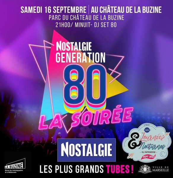 Prestation technique son, lumière, vidéo Concert Radio Nostalgie Génération 80 au Château de La Buzine