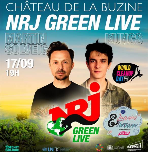 Prestation technique son, lumière, vidéo Concert NRJ GREEN DAY avec MARTIN SOLVEIG et Kungs  au Château de La Buzine